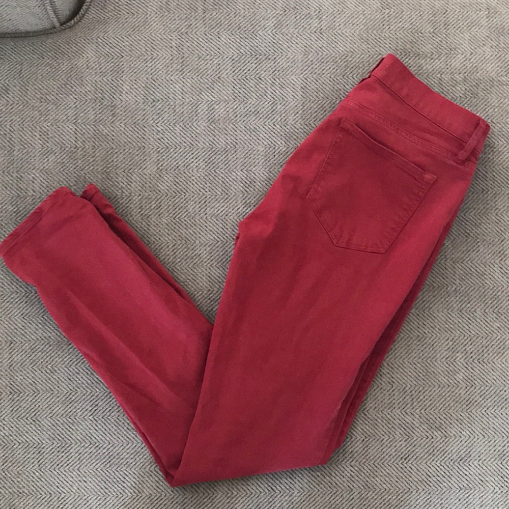 Red skinny jeans